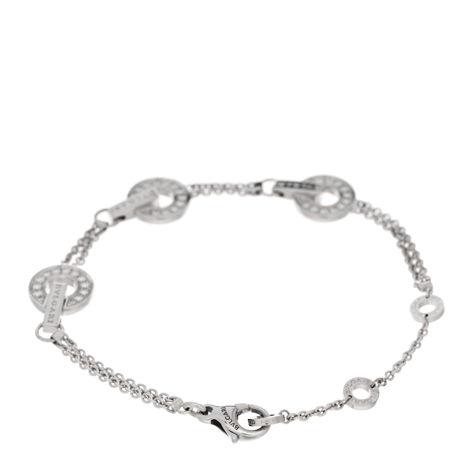 Bulgari 18K White Gold Diamond BVLGARI BVLGARI Openwork Bracelet ML 2 of 4