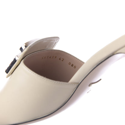 Gucci Malaga Kid Crystal Square G Madelyn Mules 42 Vintage White 9 of 12