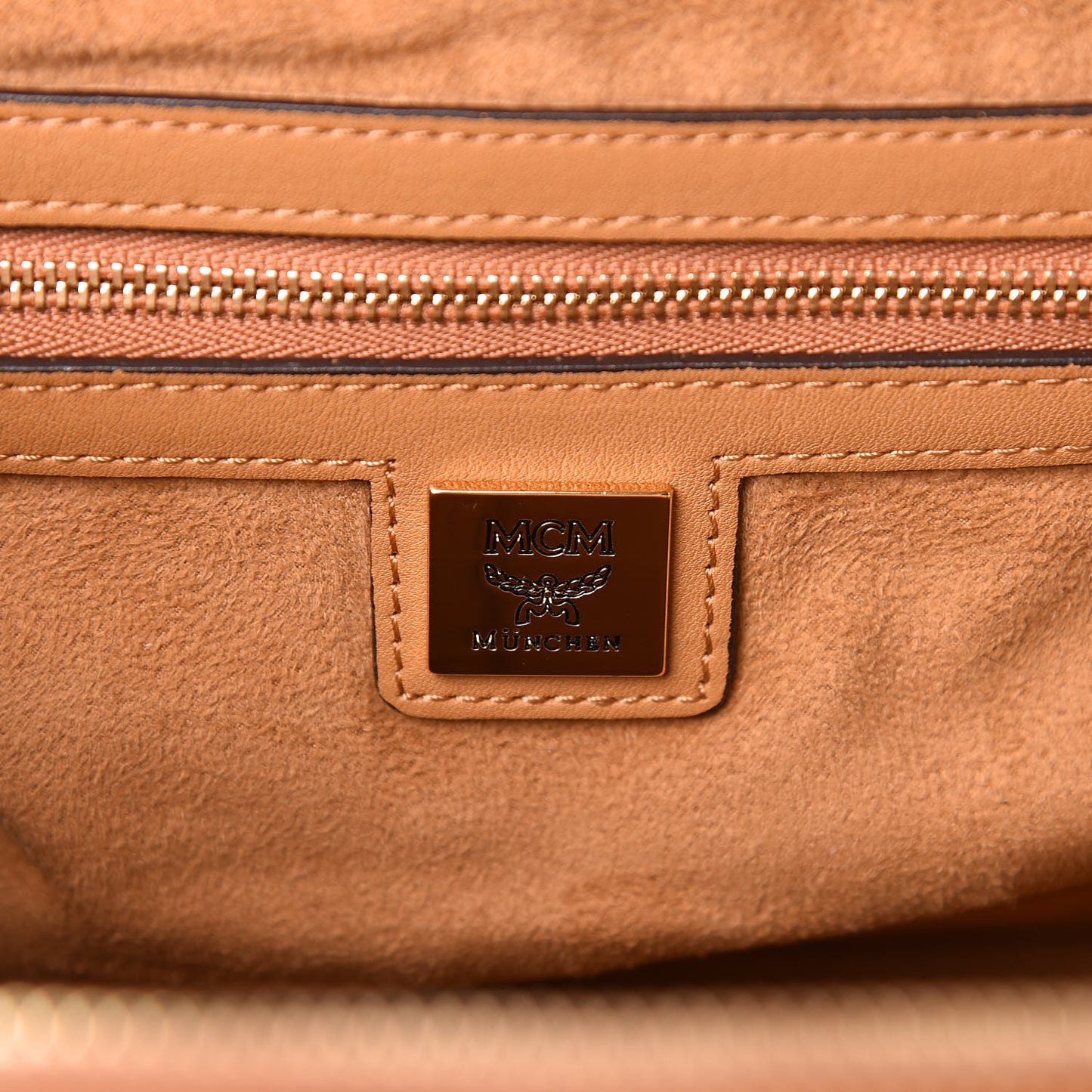 Visetos Studded Boston Satchel Cognac