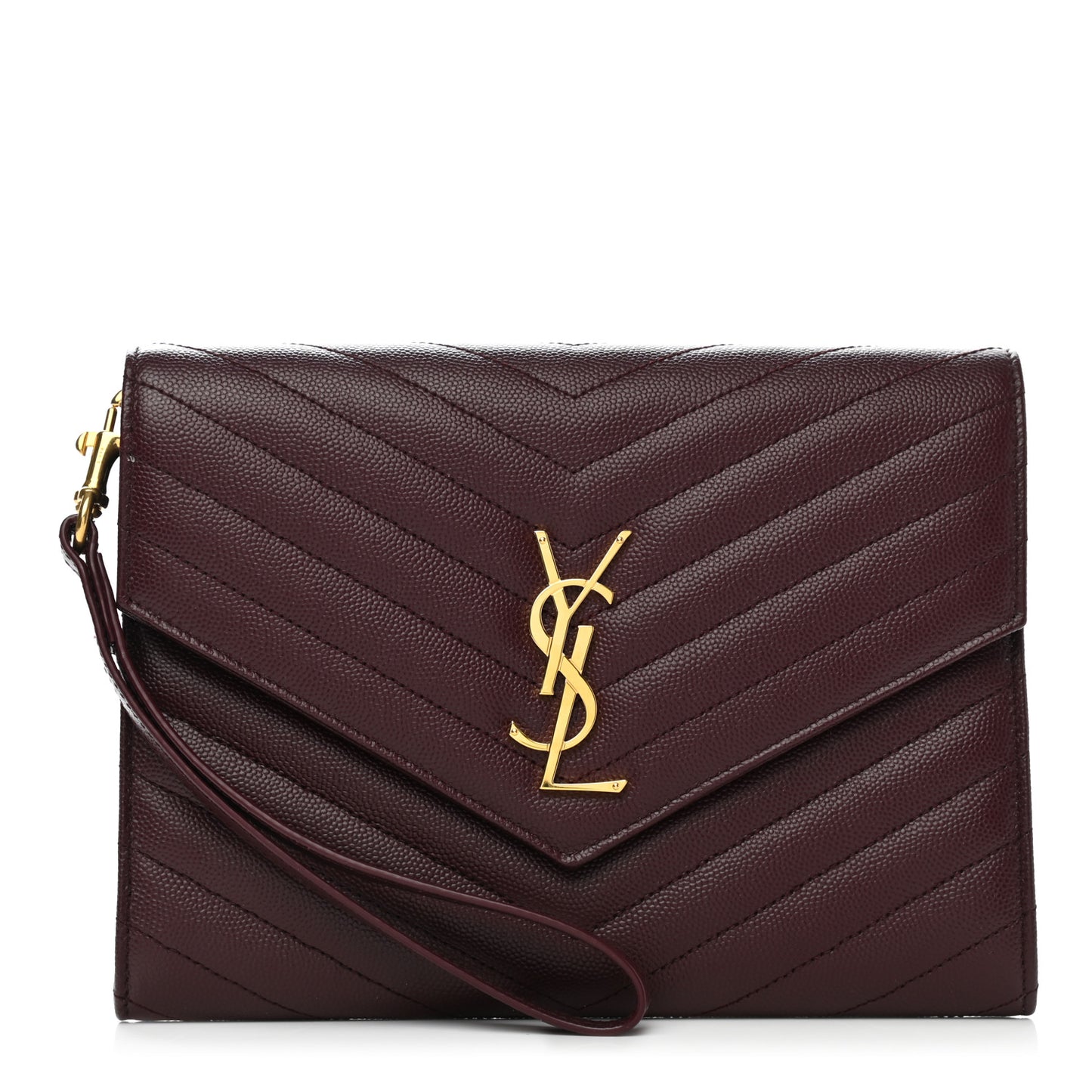 Grain De Poudre Matelasse Chevron Monogram Envelope Clutch Rouge Legion