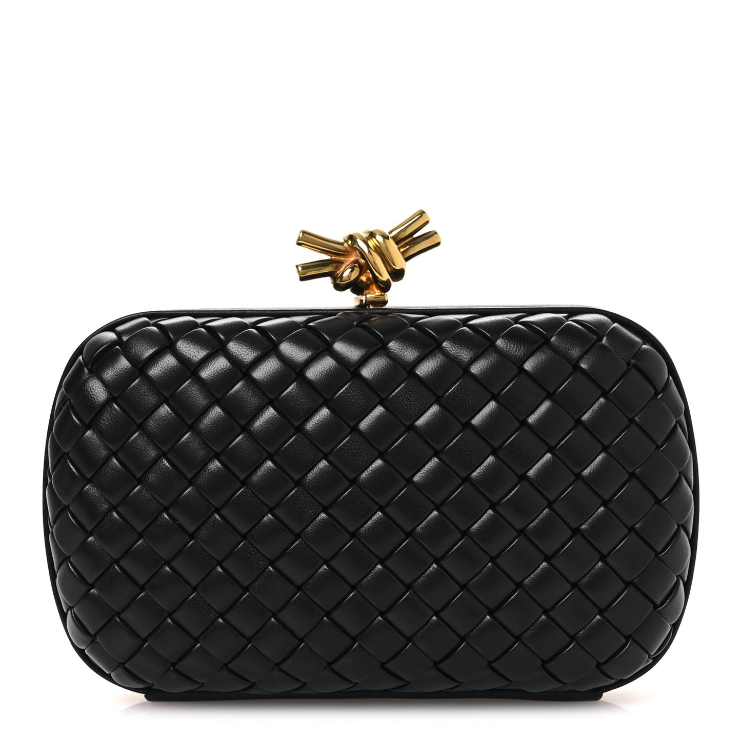 Nappa Intrecciato Knot Clutch Black