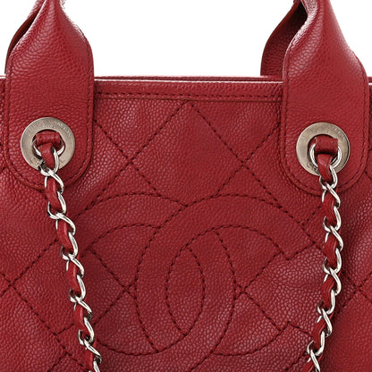 Chanel Caviar Quilted Small Deauville Bowling Bag Red 8 of 10