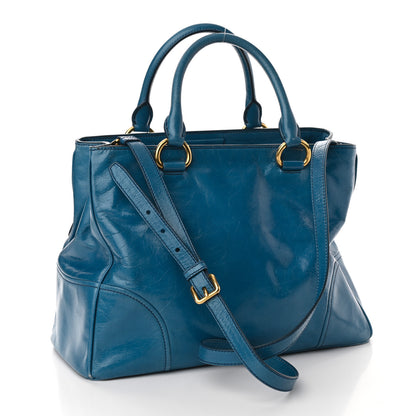 Miu Miu Vitello Shine Top Handle Satchel Oceano 3 of 12