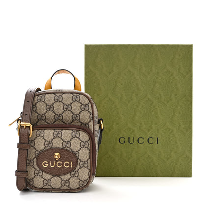 Gucci GG Supreme Monogram Mini Neo Vintage Double Zip Messenger Bag Beige New Acero Crop 12 of 12