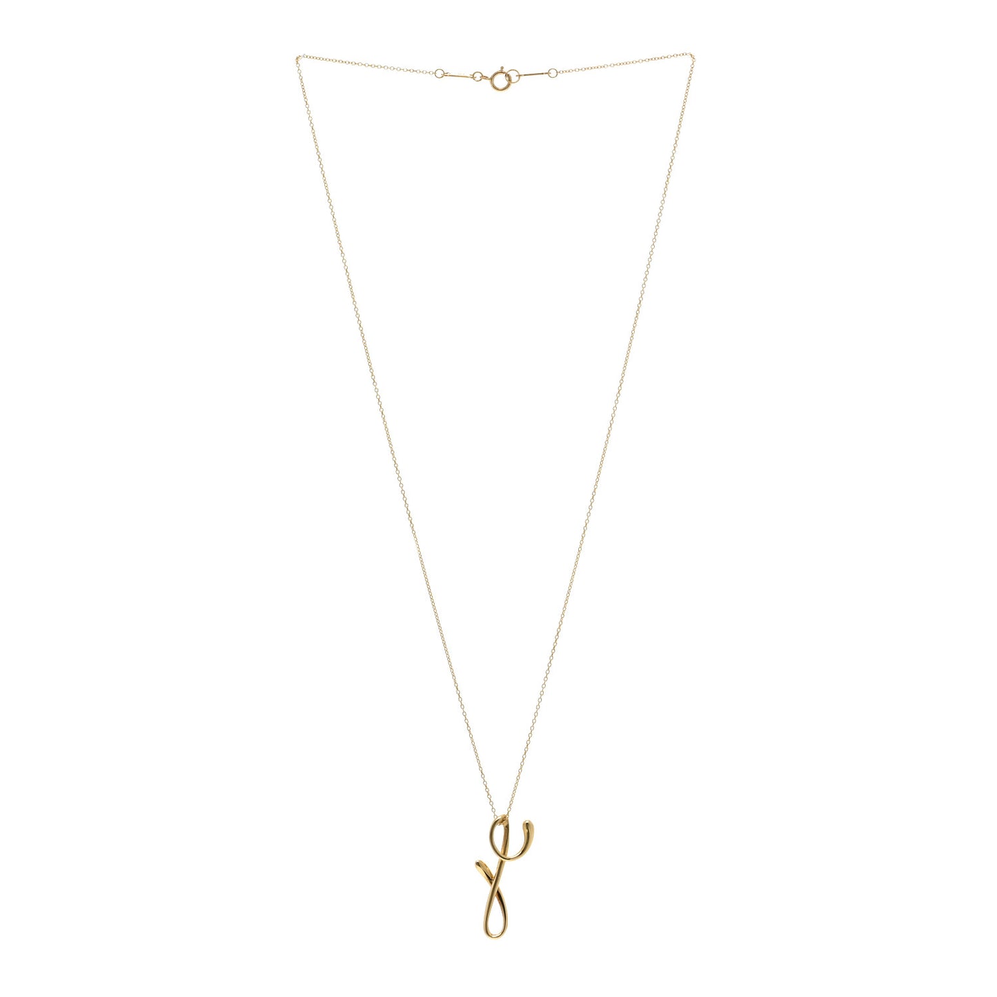 18K Yellow Gold Elsa Peretti Letter Y Pendant Necklace