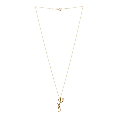 Tiffany 18K Yellow Gold Elsa Peretti Letter Y Pendant Necklace 3 of 4
