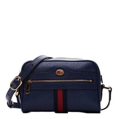Gucci Textured Calfskin Web Mini Ophidia Shoulder Bag Blue Agata 1 of 12