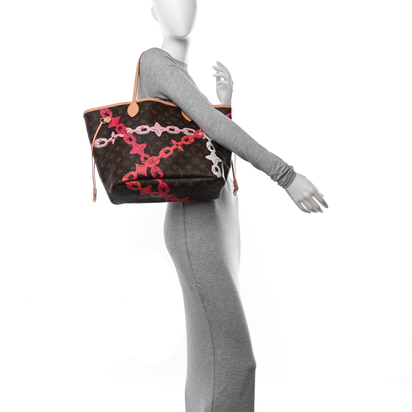 Monogram Bay Neverfull MM Rose Ballerine Poppy