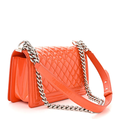 Chanel Patent Calfskin Quilted Medium Plexiglass Boy Flap Orange 3 of 13