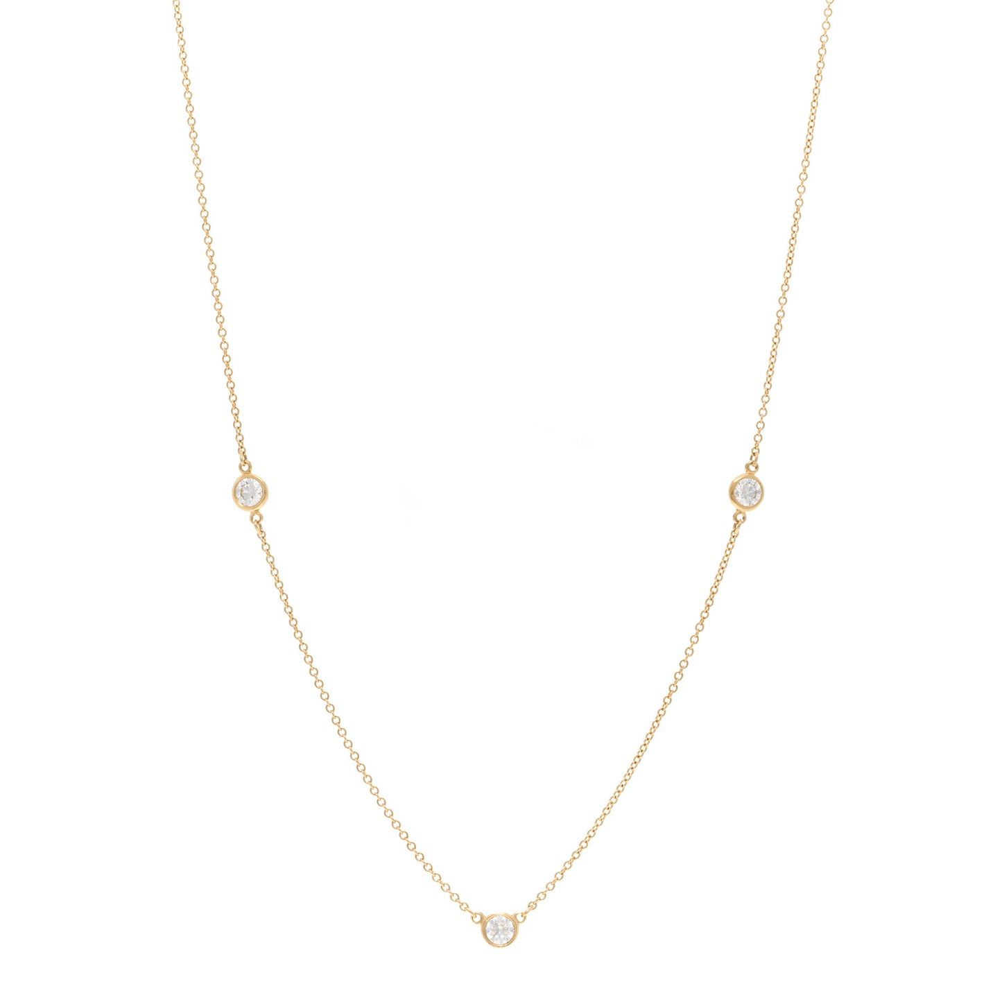 18K Yellow Gold Elsa Peretti Diamonds by the Yard 3 Station Necklace