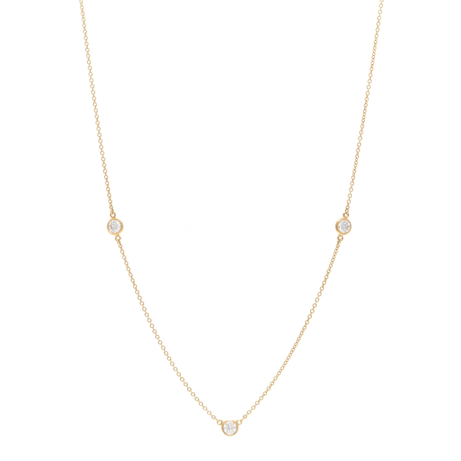 Tiffany 18K Yellow Gold Elsa Peretti Diamonds by the Yard 3 Station Necklace 1 of 4