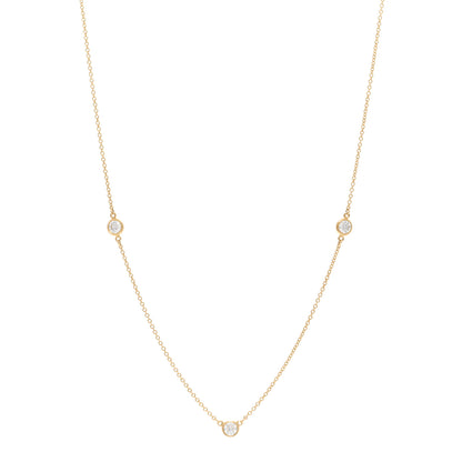 Tiffany 18K Yellow Gold Elsa Peretti Diamonds by the Yard 3 Station Necklace 1 of 4