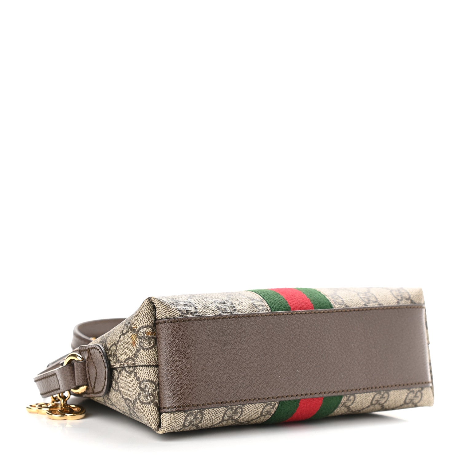 Gucci GG Supreme Monogram Textured Dollar Calfskin Web Small Ophidia Dome Shoulder Bag Beige Ebony New Acero 4 of 10