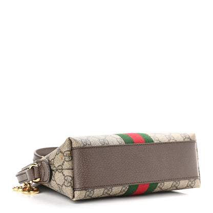 Gucci GG Supreme Monogram Textured Dollar Calfskin Web Small Ophidia Dome Shoulder Bag Beige Ebony New Acero 4 of 10