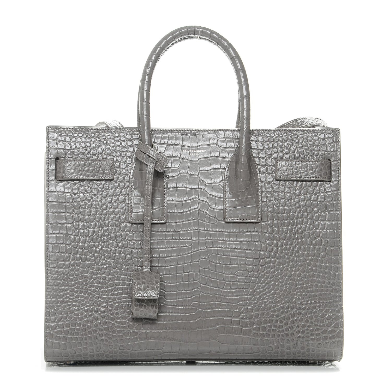 Calfskin Crocodile Embossed Small Sac De Jour Fog