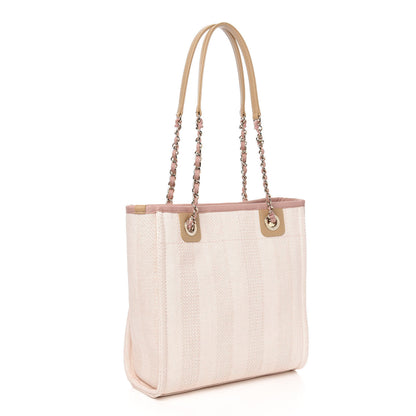 Chanel Mixed Fibers Calfskin Striped Mini Deauville Tote Pink 2 of 10