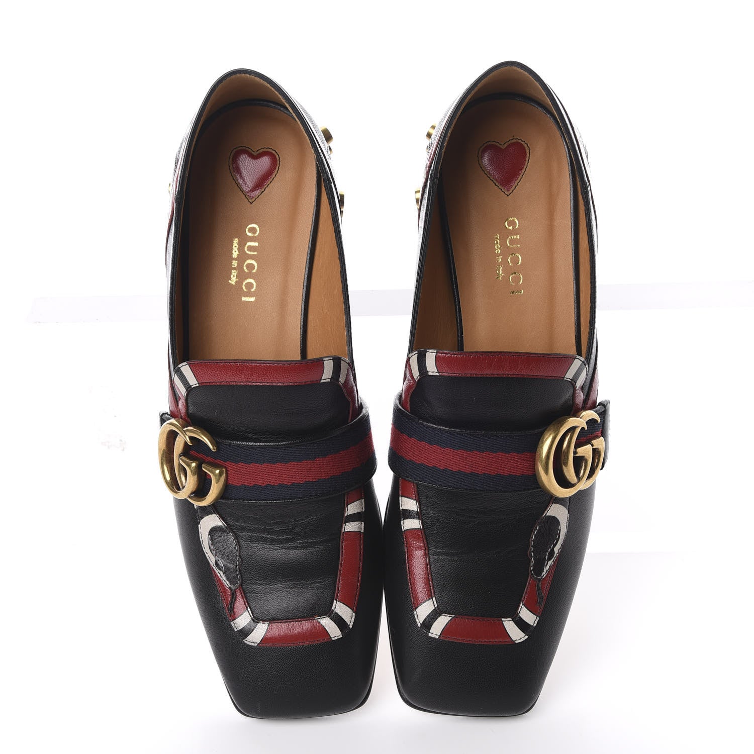 Gucci Malaga Kid Web Kingsnake GG Peyton Loafer Pumps 36.5 Black 5 of 11