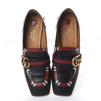 Gucci Malaga Kid Web Kingsnake GG Peyton Loafer Pumps 36.5 Black 5 of 11