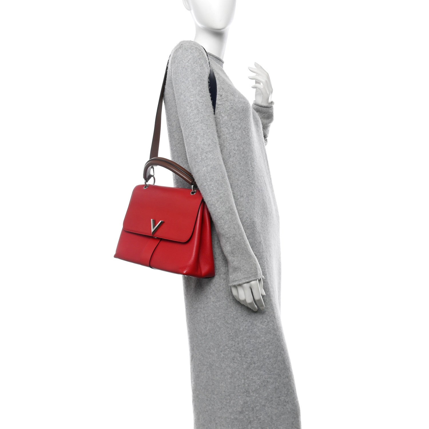 Louis Vuitton Monogram Cuir Plume Ecume Very Handle Shoulder Bag Rouge Rubis Noisette 2 of 12