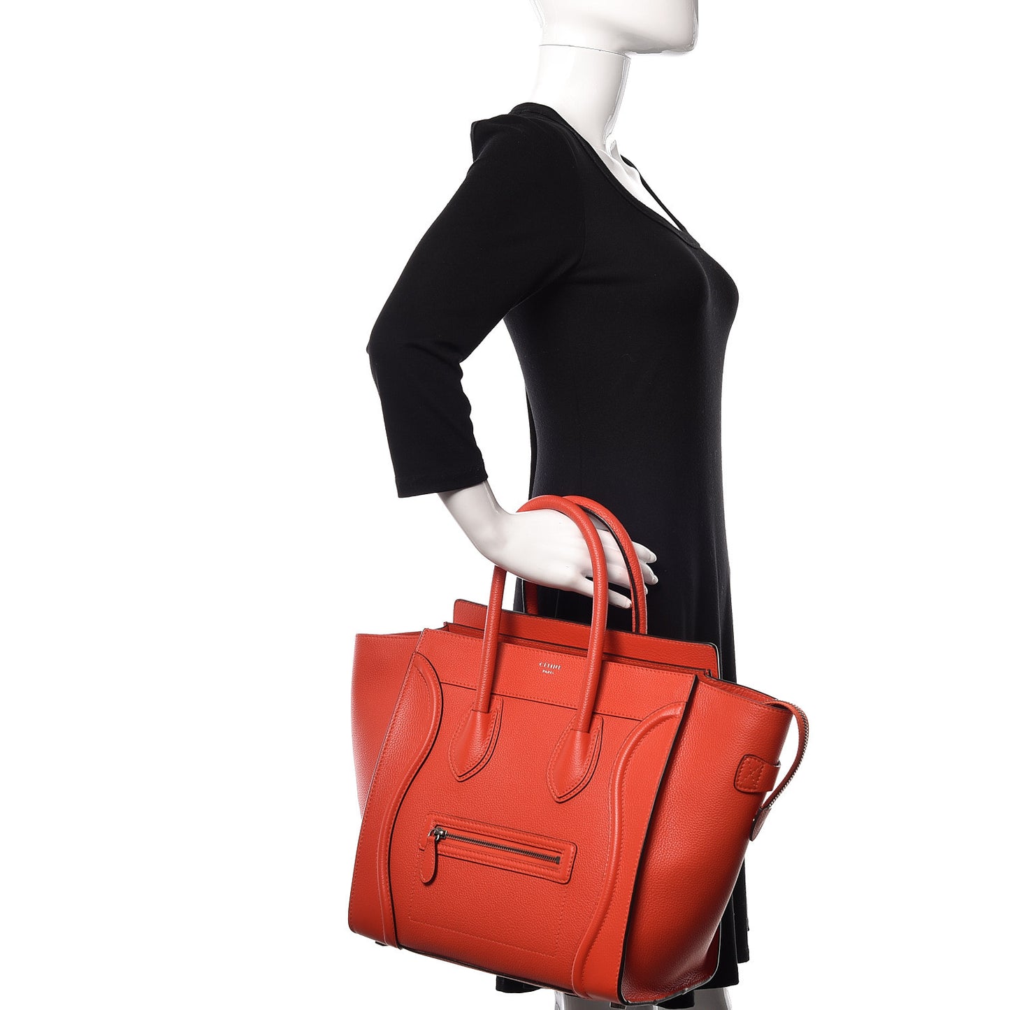 Drummed Calfskin Mini Luggage Vermillion