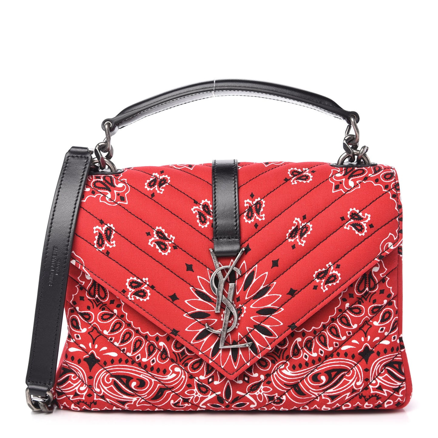 Canvas Bandana Matelasse Chevron Medium College Bag Red