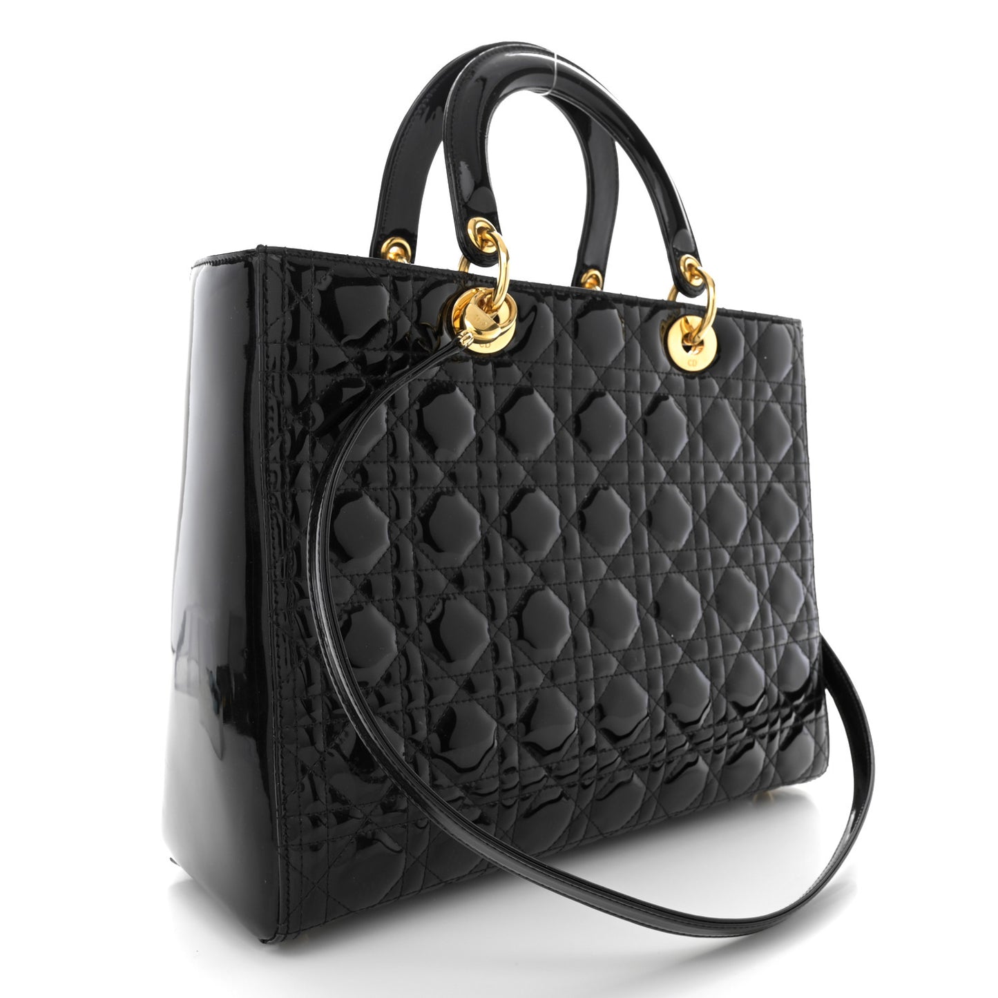 Patent Cannage Large Lady Dior Black