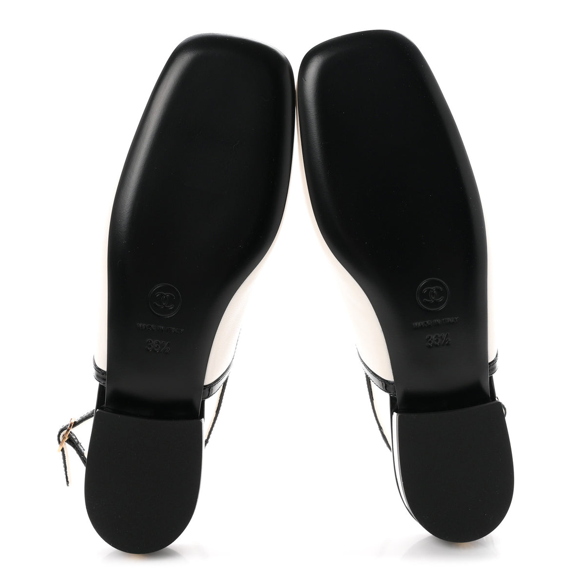 Chanel Lambskin Patent Calfskin CC Slingback Sandals 36.5 White Black 6 of 10