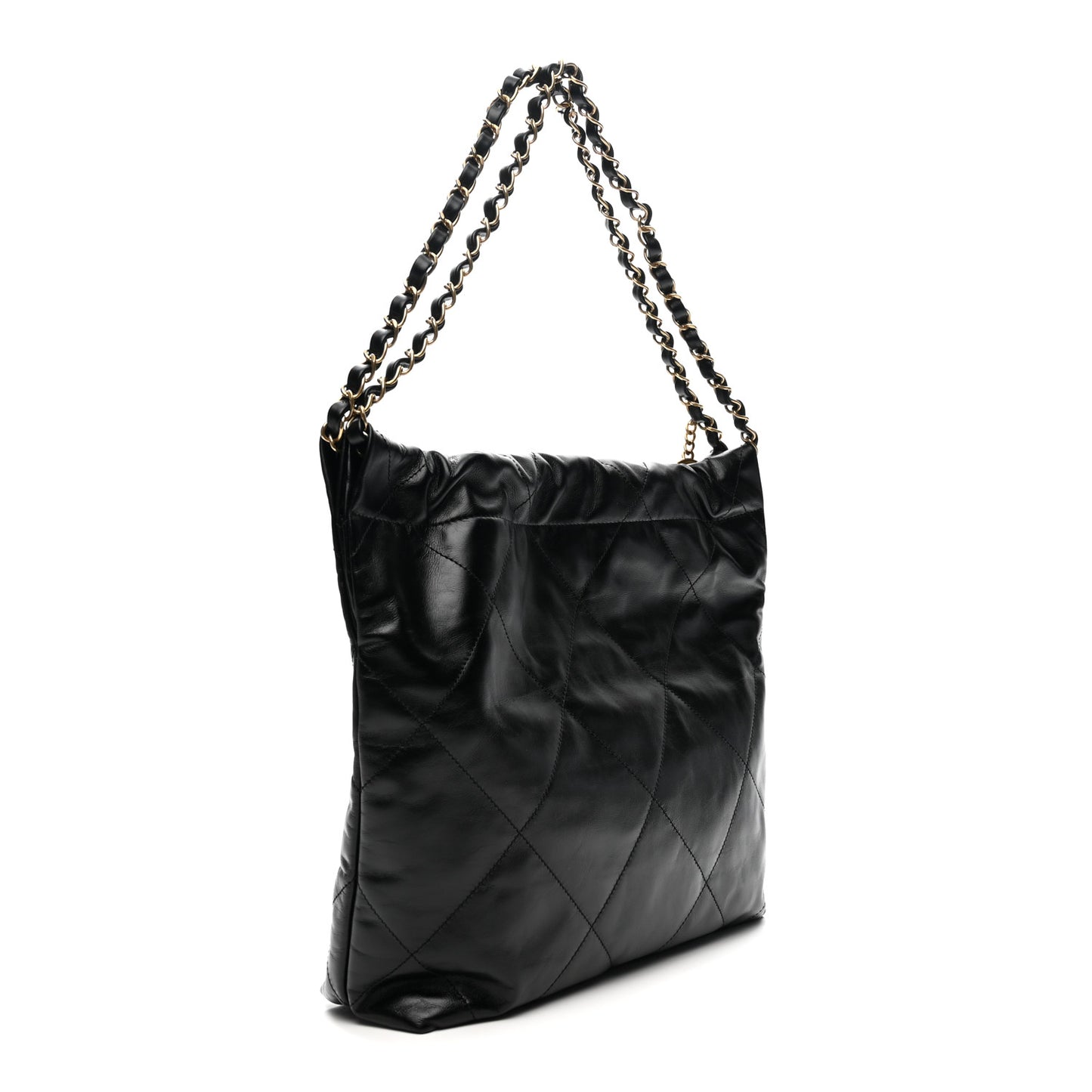 Shiny Calfskin Quilted Small Chanel 22 Black