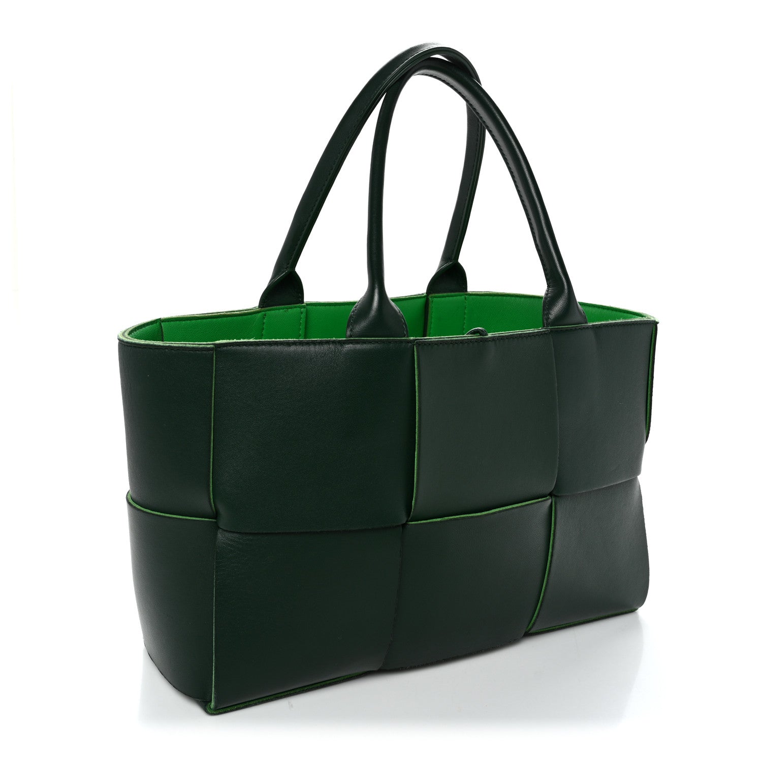Bottega Veneta Calfskin Maxi Intrecciato Medium Arco Tote Raintree