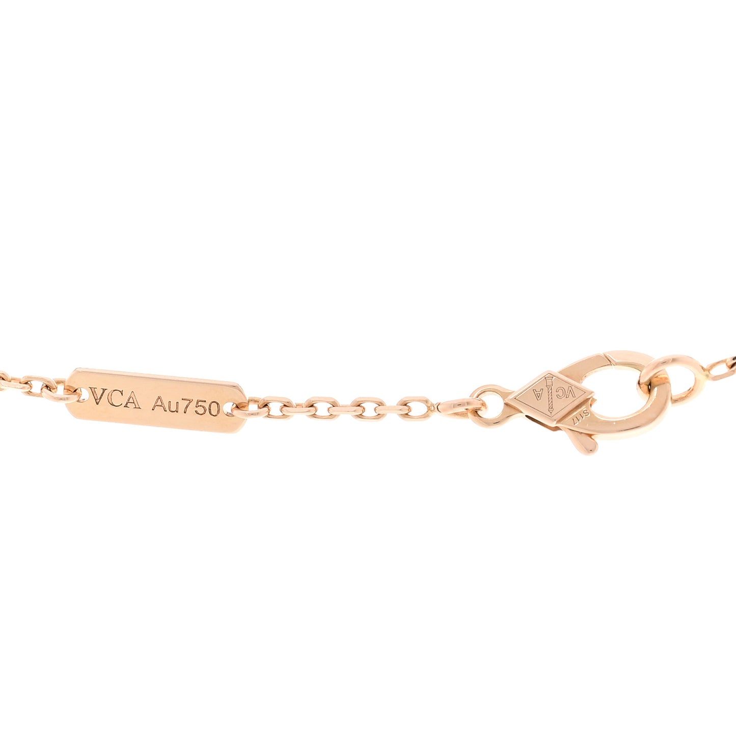 18K Rose Gold Gray Mother of Pearl Vintage Alhambra Pendant Necklace