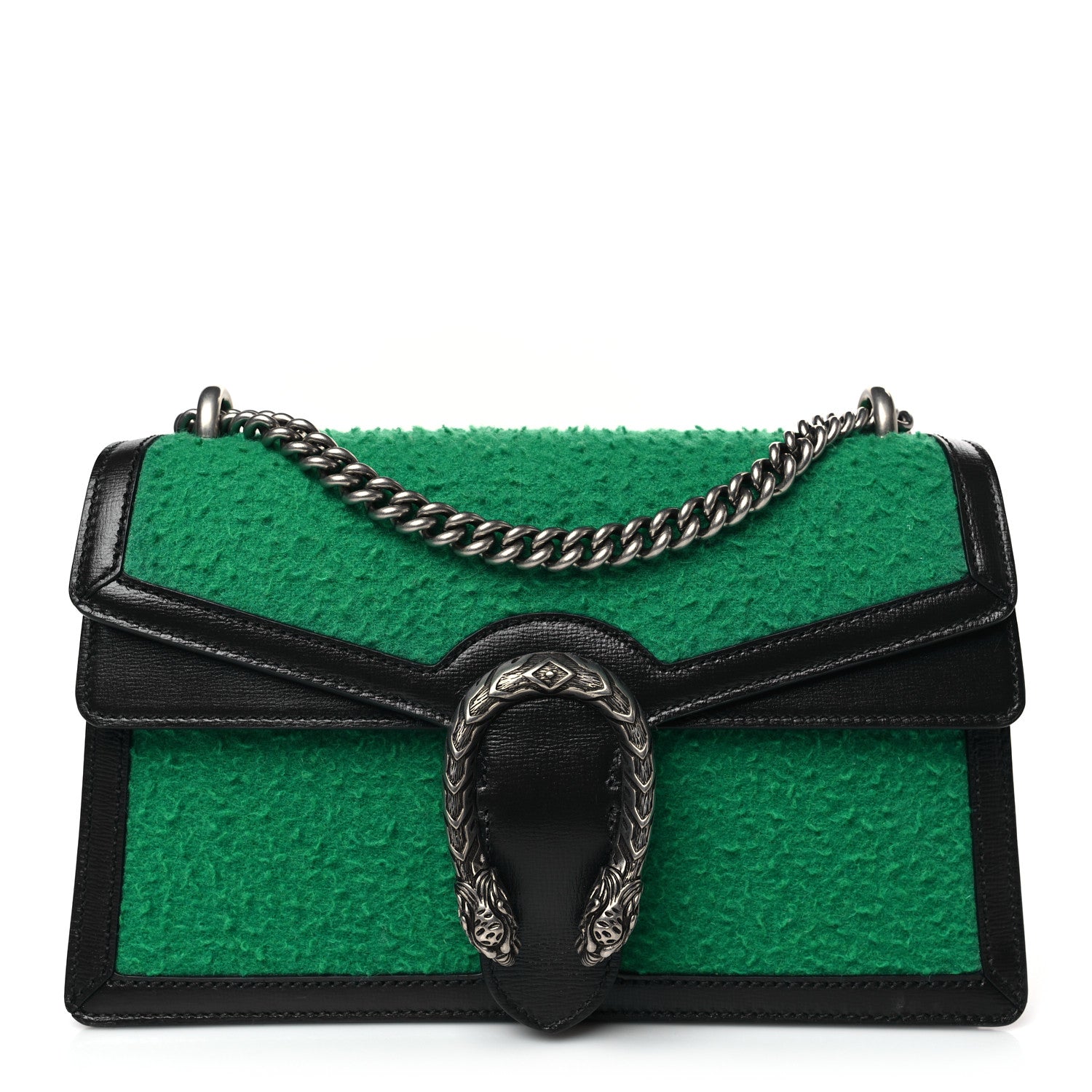 Gucci Casy Wool Azalea Calfskin Small Dionysus Shoulder Bag Deep Emerald Black 1 of 9