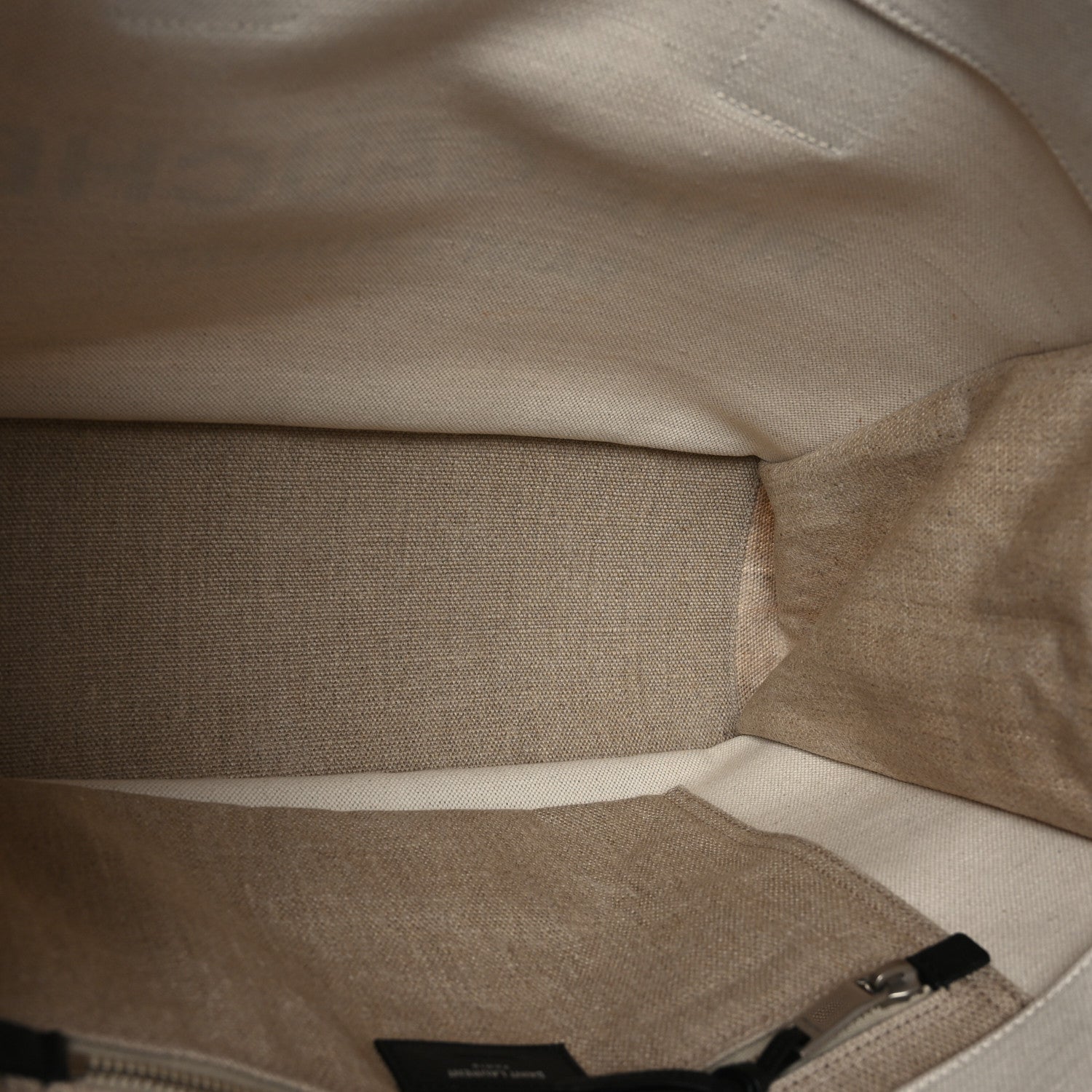 Saint Laurent Linen Calfskin Small Rive Gauche Tote Greggio Natural 5 of 8