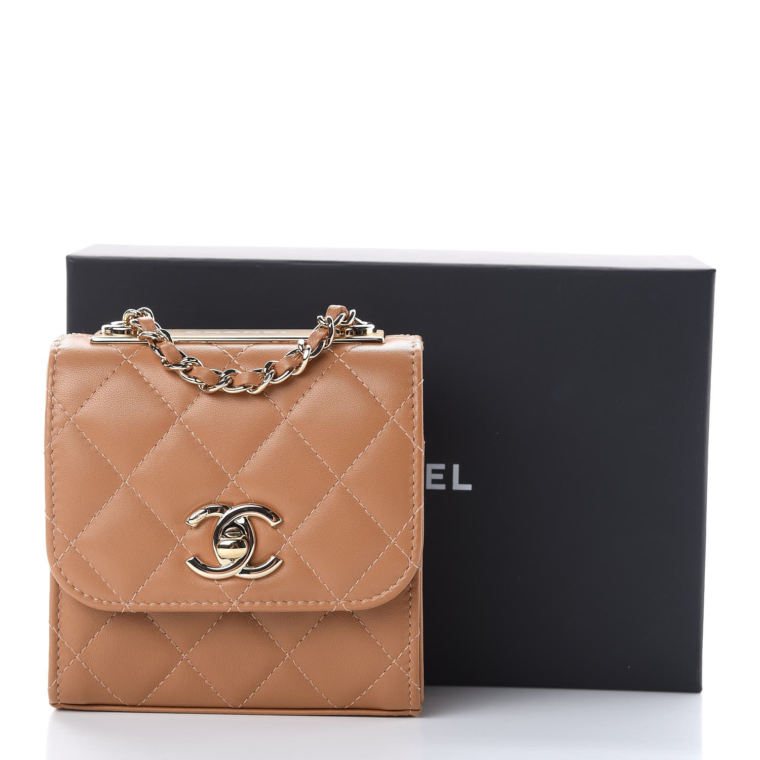 Chanel Lambskin Quilted Mini Trendy CC Chain Wallet Light Brown 10 of 10