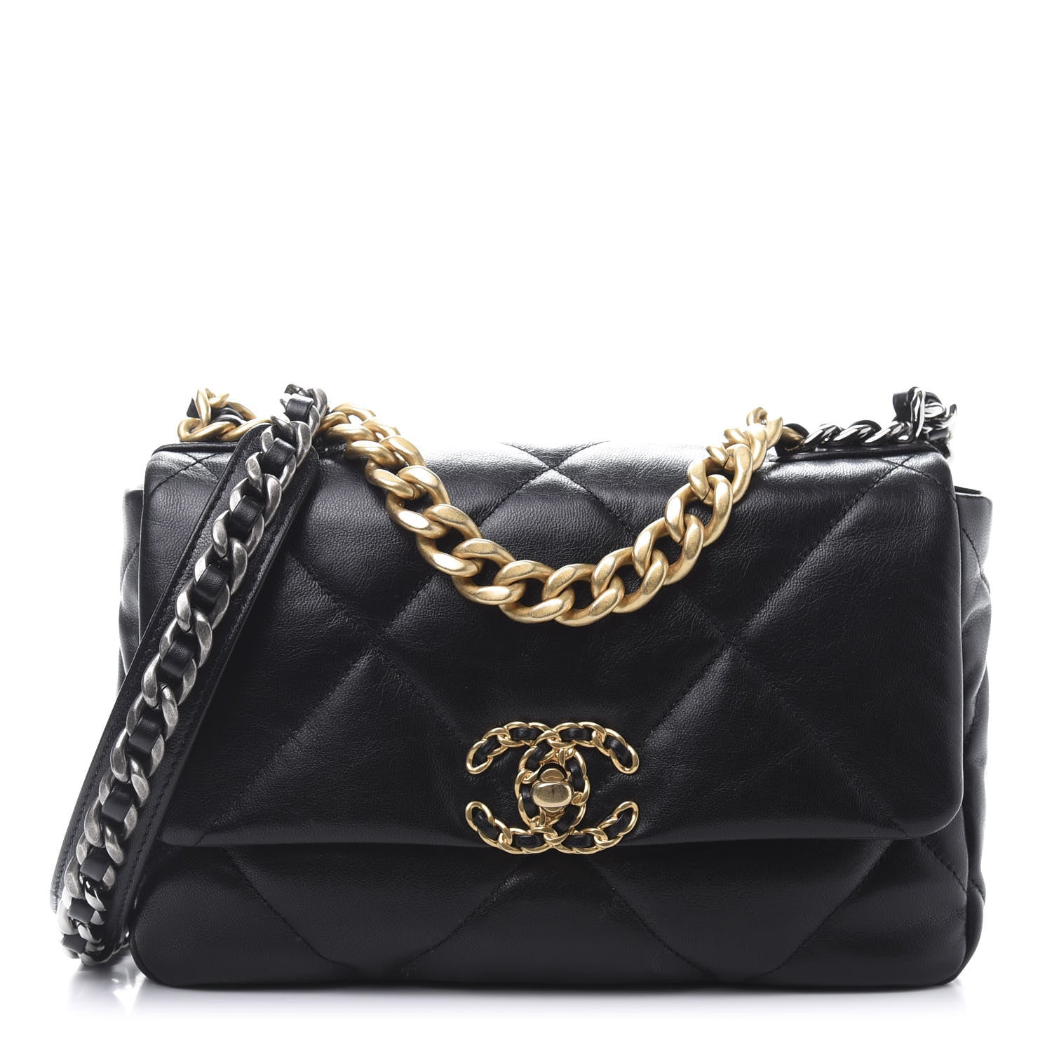 Chanel Goatskin Quilted Medium 19 Flap Black 1 of 13