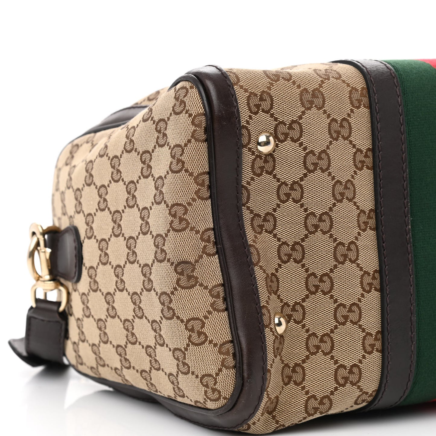 Monogram Selleria Calfskin Vintage Web Medium Boston Beige Ebony Cocoa