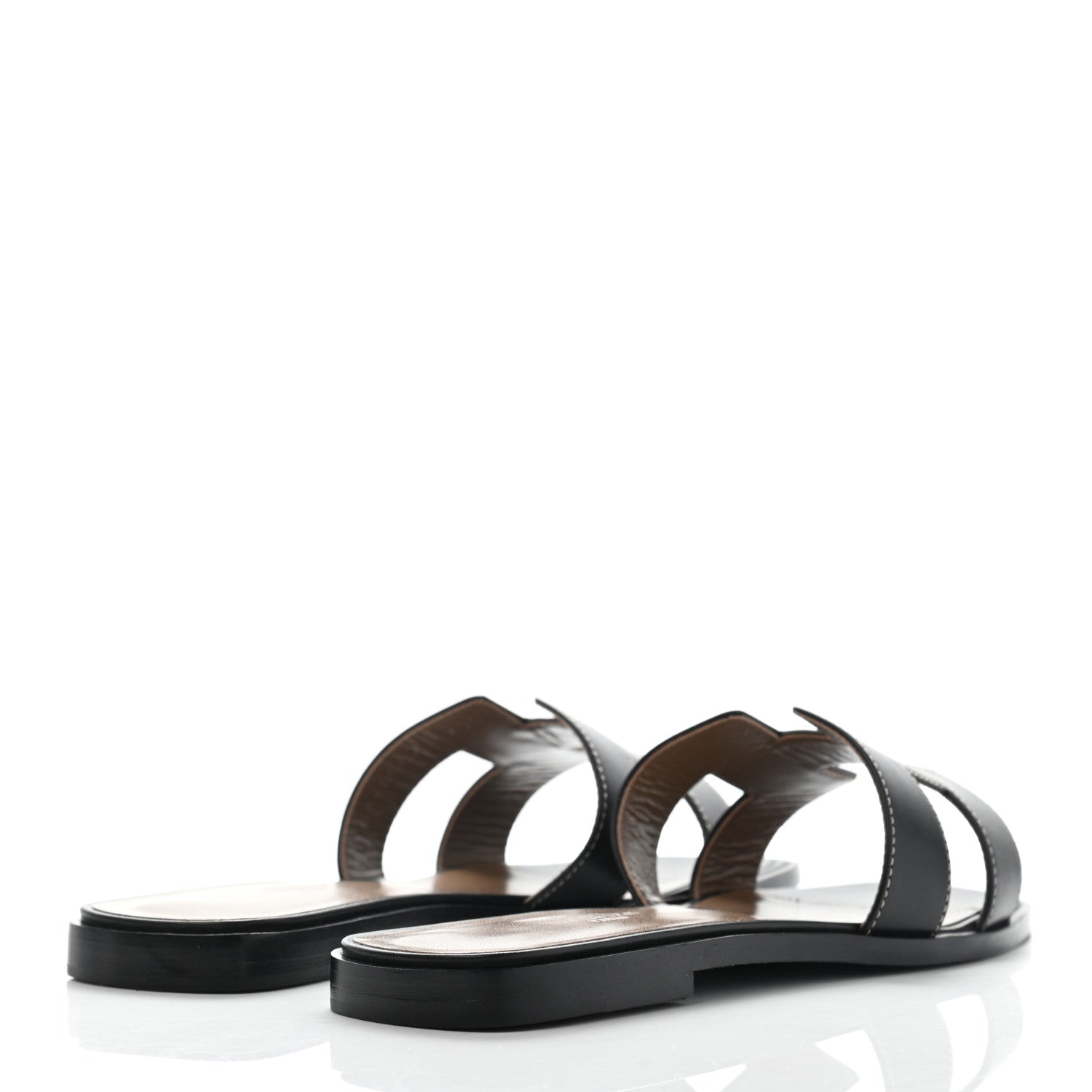 Hermes Box Calfskin Oran Sandals 38 Black 4 of 12