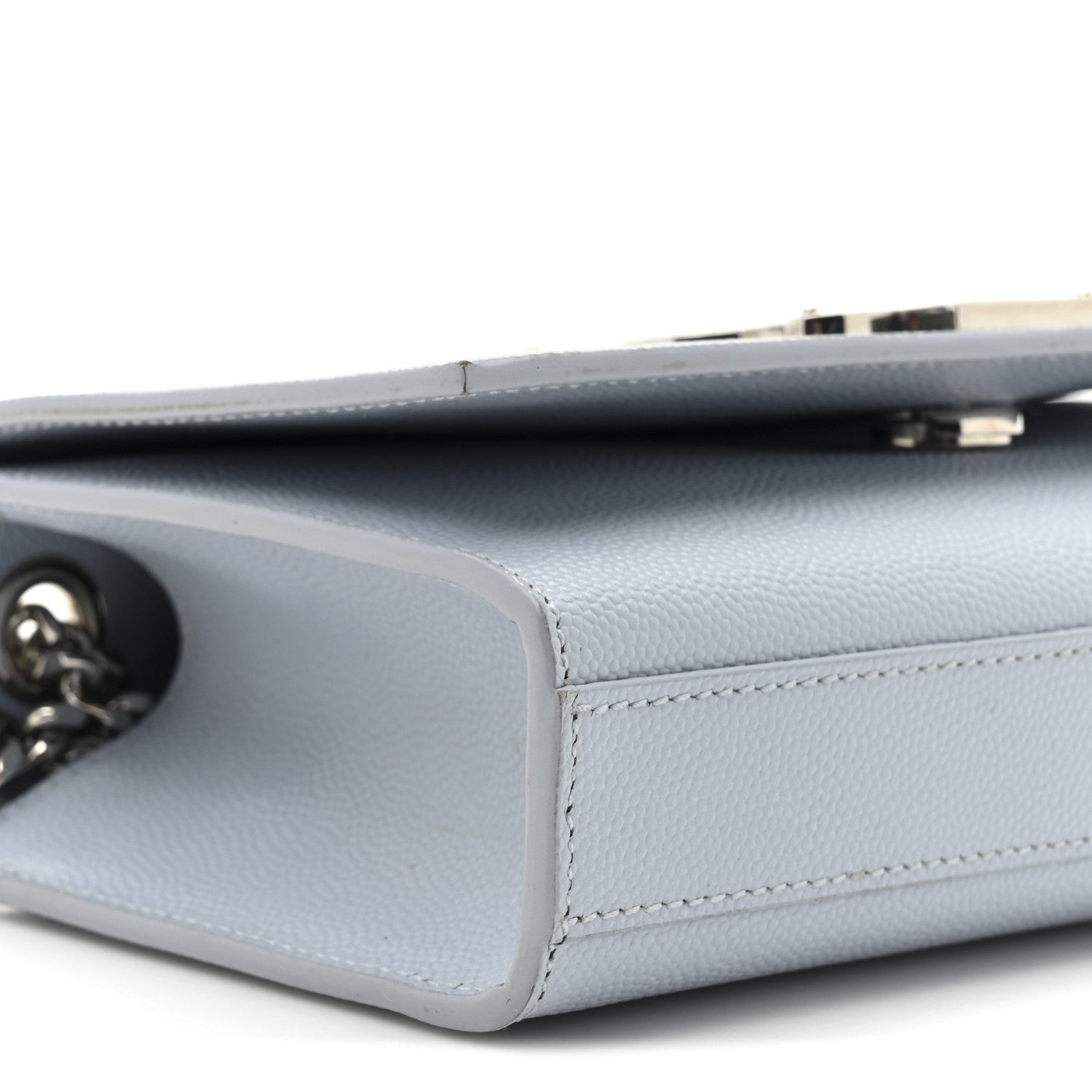 Saint Laurent Grain De Poudre Small Monogram Kate Satchel Sky Blue 10 of 19