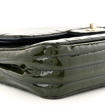 Chanel Patent Chevron Quilted Medium Double Flap Navy 9 of 10