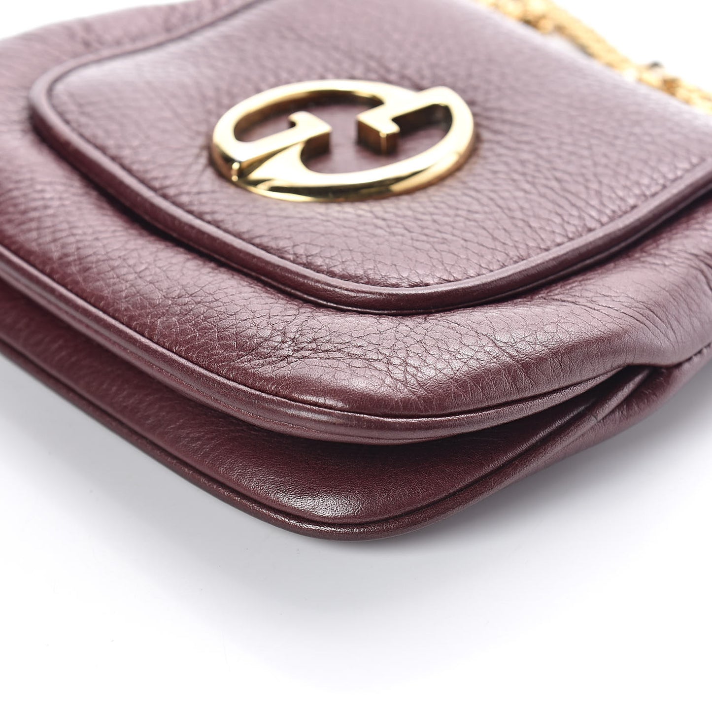 Metallic Pebbled Calfskin Small 1973 Chain Shoulder Bag Classic Burgundy