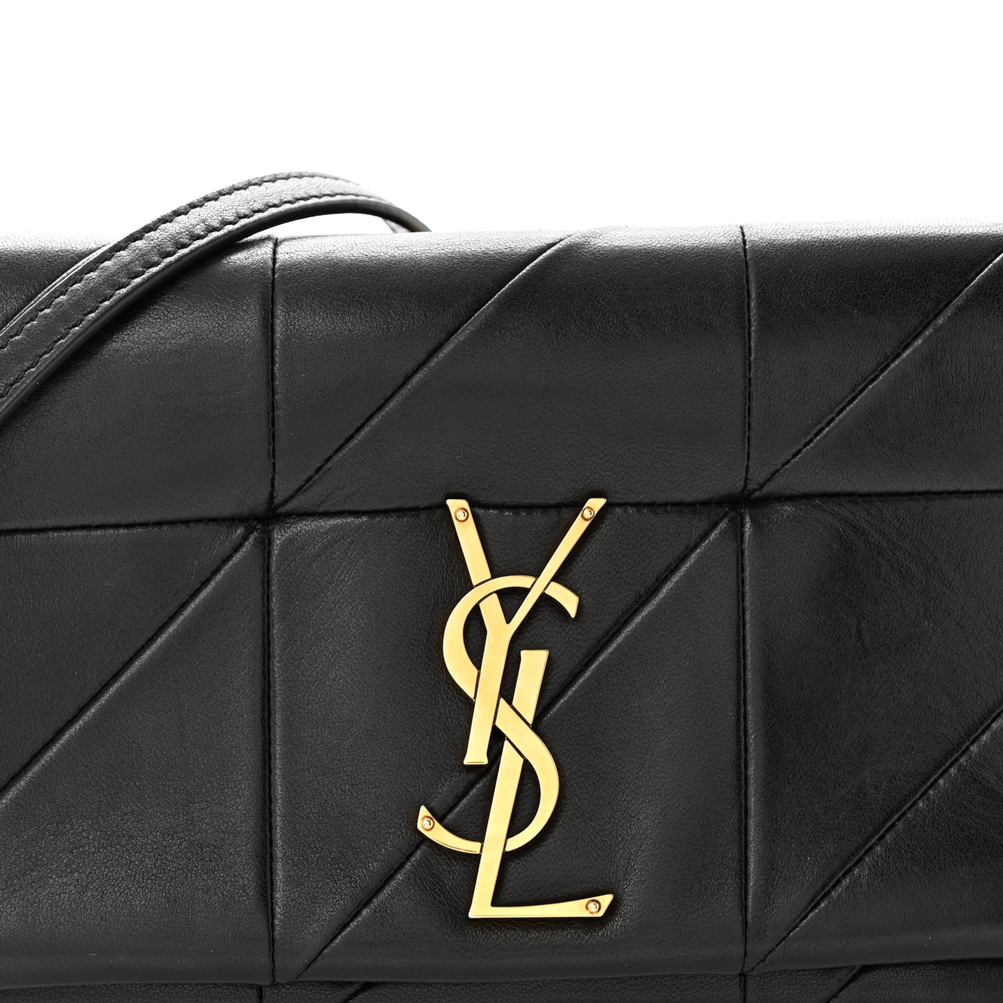 Lambskin Patchwork Monogram Jamie Chain Wallet Black