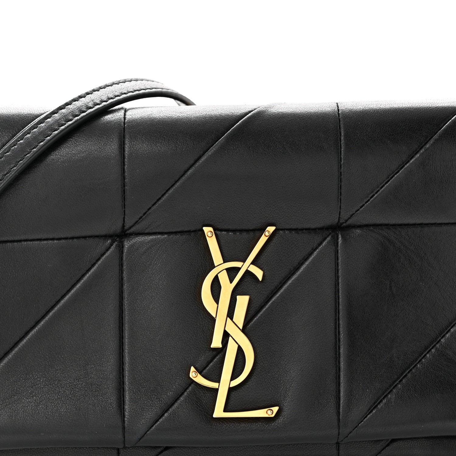 Saint Laurent Lambskin Patchwork Monogram Jamie Chain Wallet Black 8 of 10
