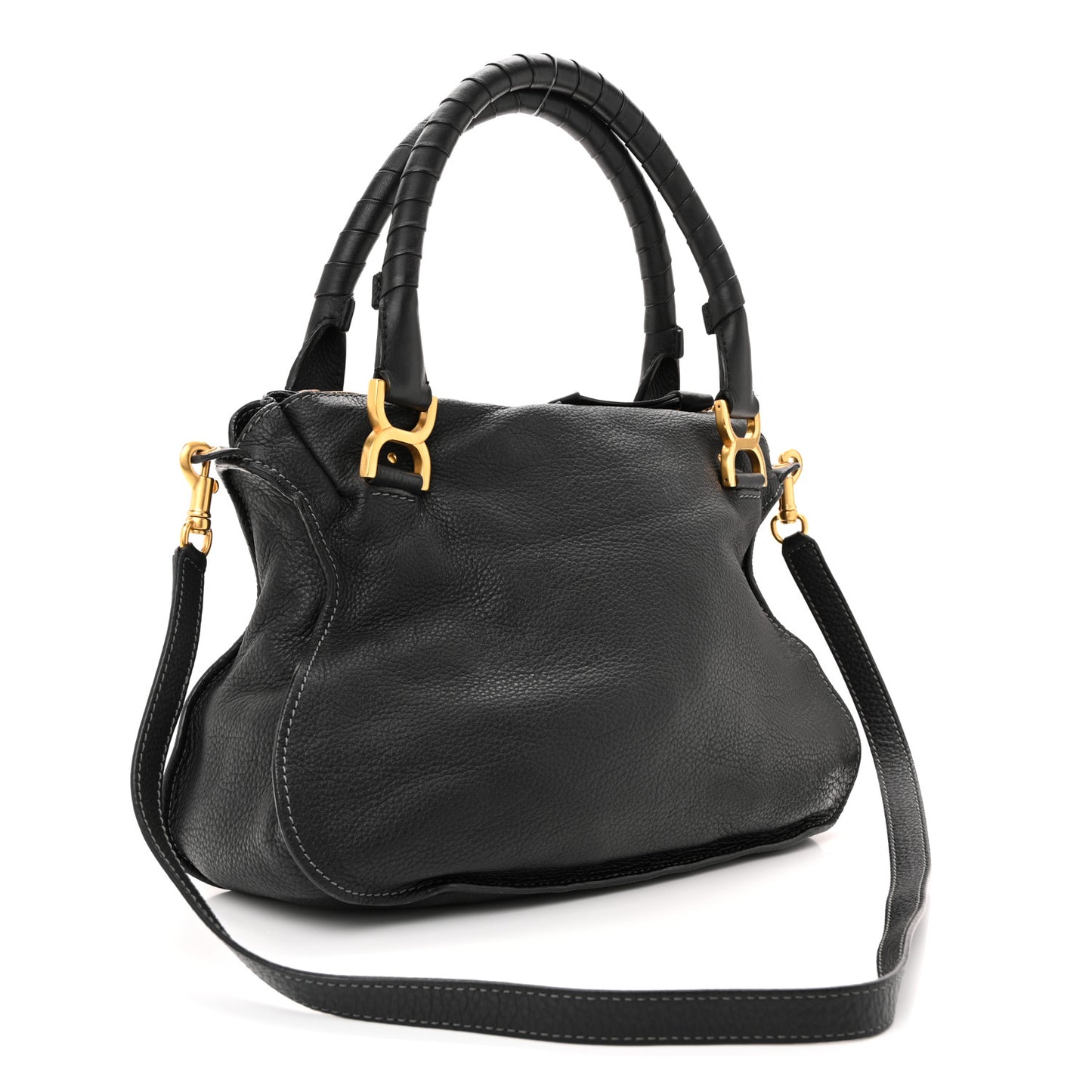 Calfskin Medium Marcie Satchel Black
