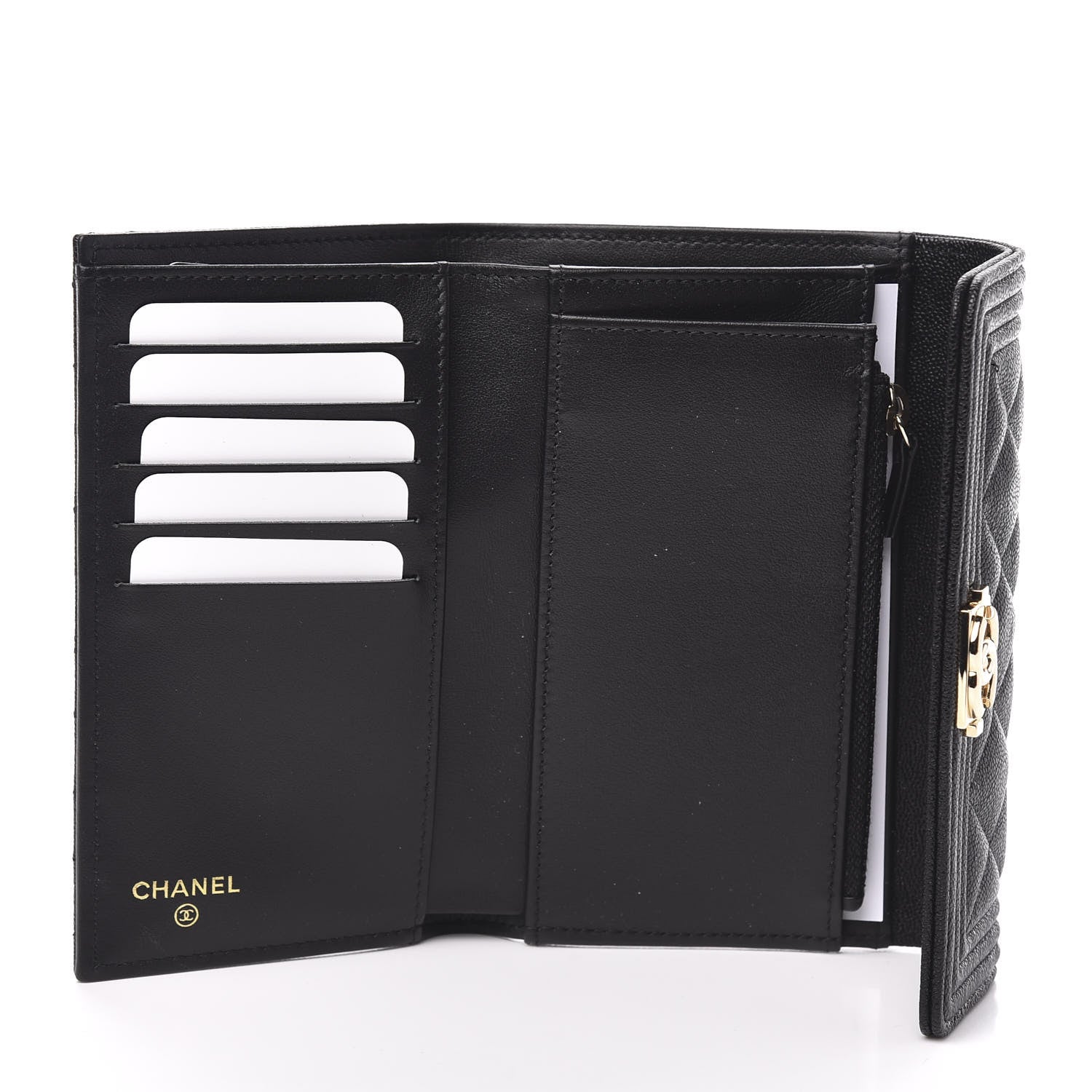 Chanel Caviar Quilted Medium Boy Flap Wallet Black 5 of 9