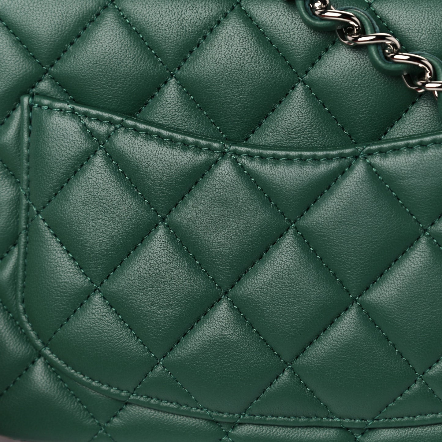 Lambskin Quilted Mini Square Flap Green