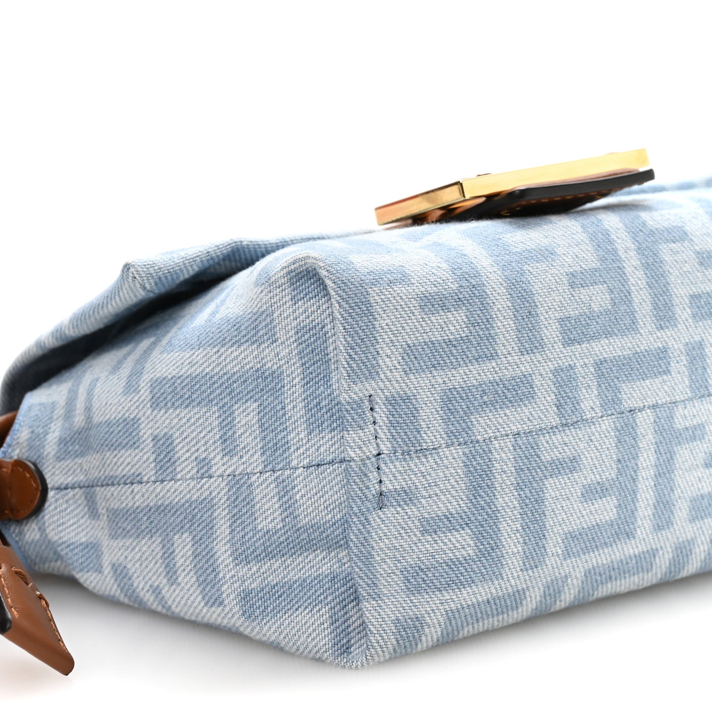 Denim Calfskin Small Mamma Baguette Light Denim Soft Gold