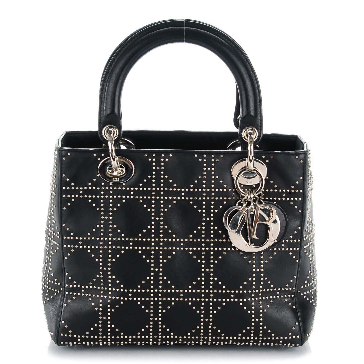 Christian Dior Lambskin Studded Cannage Medium Lady Dior Black 1 of 8