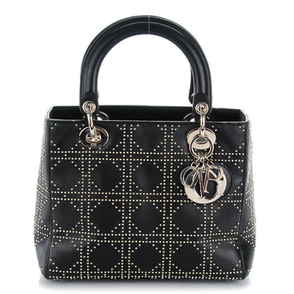 Christian Dior Lambskin Studded Cannage Medium Lady Dior Black 1 of 8