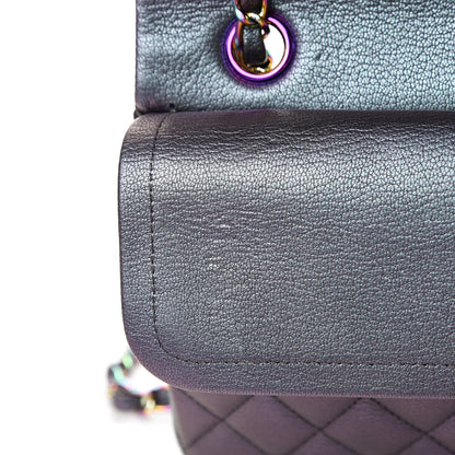 Chanel Iridescent Goatskin Quilted Medium Double Flap Purple 12 of 12
