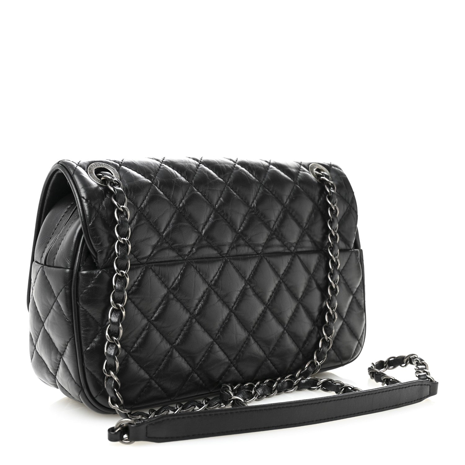 Chanel Aged Calfskin Quilted Medium Easy Flap Black Black 3 of 10