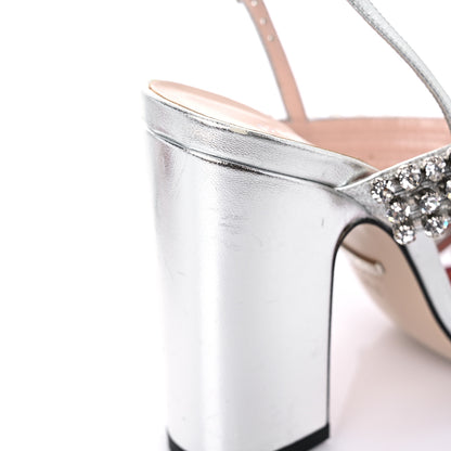 Gucci Nappa Silk Crystal Bertie High Heel Sandals 36.5 Argento 11 of 15